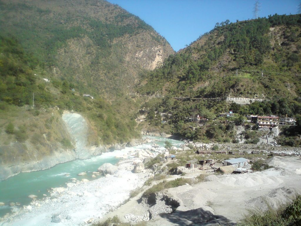 The view of the Alakananda River from the Birahi rest house